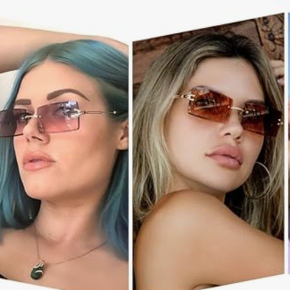 Dollger Rimless Rectangle Sunglasses - Picture 2 of 4